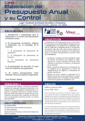 Curso Elaboraci�n del Presupuesto Anual y su Control