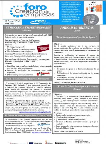 Actividades Foro Creaci�n de Empresas ABRIL 2012