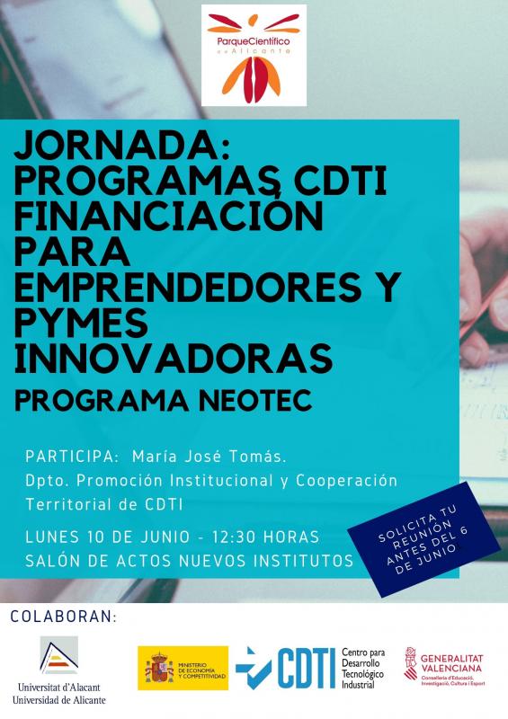 JORNADA CDTI FINANCIACIN PYMES Y EMPRENDEDORES 2019 NEOTEC