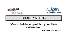 Programa Jornada: �C�mo hablar en p�blico y sentirse satisfecho�
