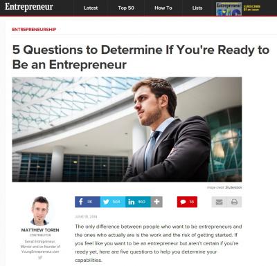 5 Questions to Determine If You're Ready to Be an Entrepreneur | Entrepreneur.com
