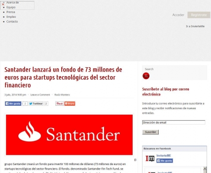 Santander lanzar un fondo de 73 millones de euros para startups tecnolgicas del sector financiero