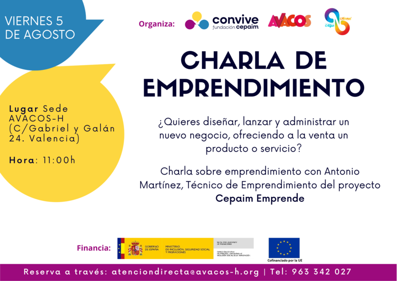 cartel CHARLA DE EMPRENDIMIENTO: ¿CÓMO EMPRENDER EN VALENCIA?