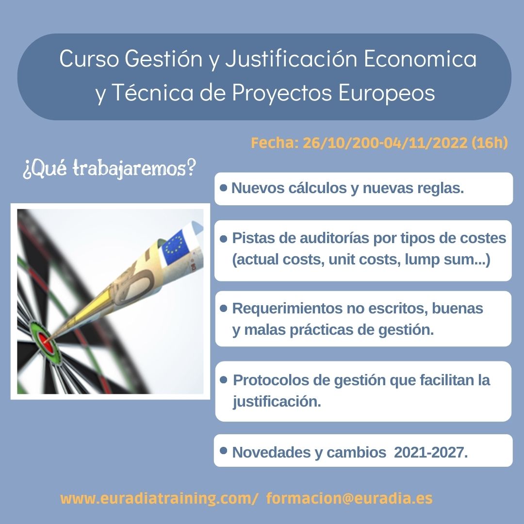 Curso Gestión y Justificación Económica y Técnica de Proyectos Europeos