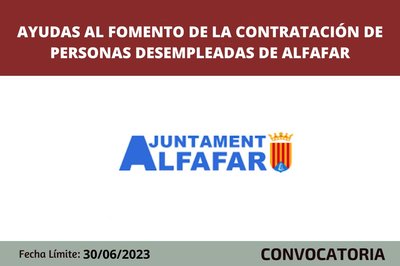 Ayudas fomento de la contrataci�n de personas desempleadas de Alfafar 2023