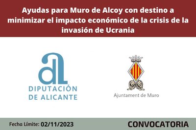 Ayudas para Muro de Alcoy con destino a minimizar el impacto econmico de la crisis de la invasin de Ucrania