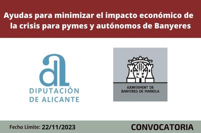 Ayudas para minimizar el impacto de la crisis en pymes y autnomos de Banyeres de Mariola