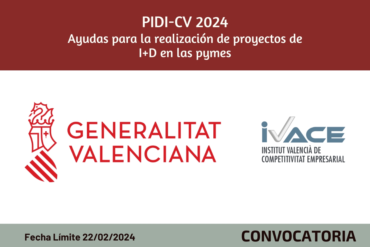 PIDI-CV 2024: Ayudas para la realización de proyectos de I+D en las pymes