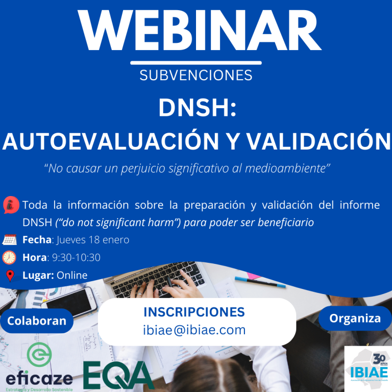 Webinar (subvenciones): DNSH, autoevaluacin y validacin