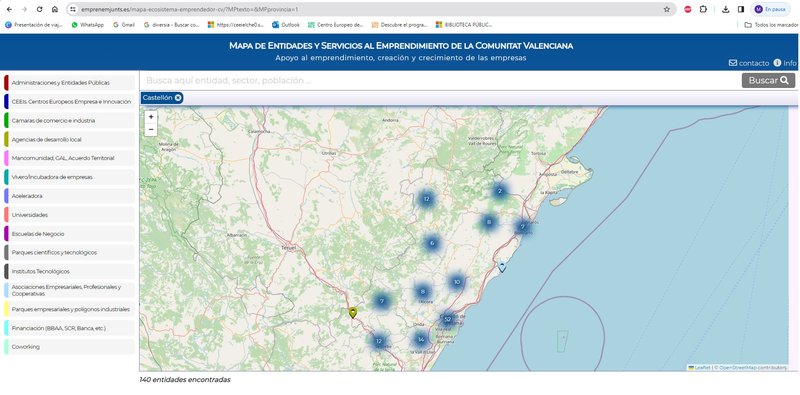 Castell�n aumenta su participaci�n en el Mapa de Emprendimiento de la Comunitat Valenciana con 140 Entidades