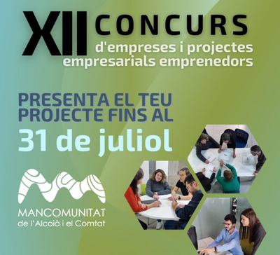 La Mancomunitat de lAlcoi i el Comtat abre la convocatoria XII Concurso de Empresas y Proyectos Empresariales Emprendedores