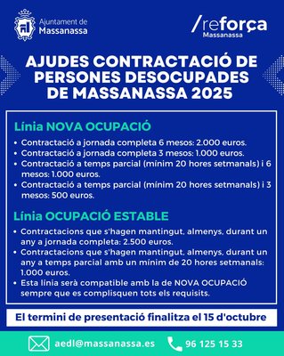Ayudas para el fomento de la contrataci�n de personas desempleadas 2025  Massanassa