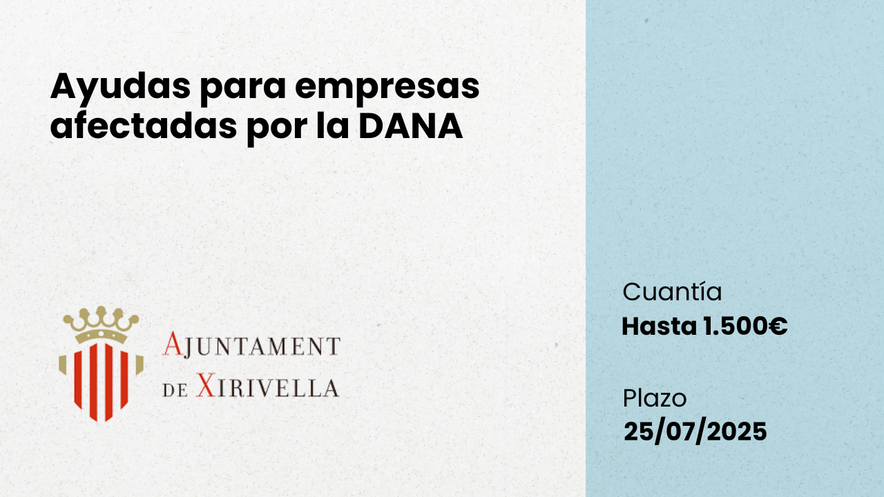 Ayudas a comercios, servicios, hostelería y empresas afectadas por la DANA - Xirivella