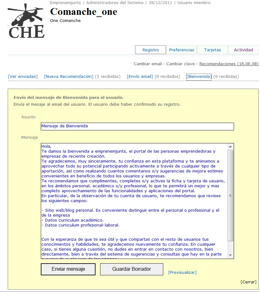 9.4. Recomendaciones y Bienvenida