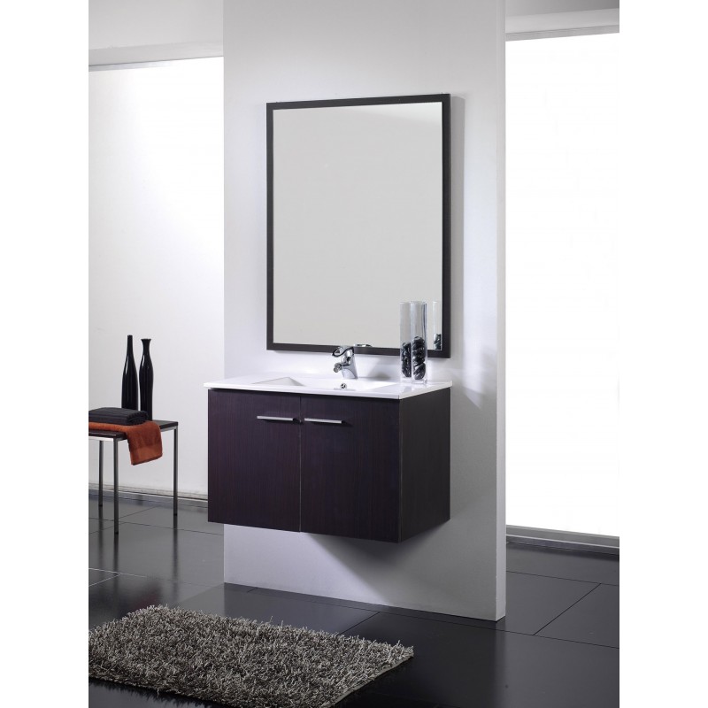 Mueble de bao wengue-2 puertas- Supendido. Incluye Lavabo (Ref: queen108we)