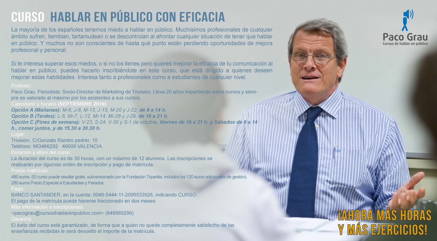 En septiembre, nueva convocatoria de cursos para aprender a hablar en publico