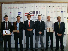 Accsit para Litebi S.L y Celeromics S.L Premio al mejor proyecto MOVUS, con el Director IMPIVA, Presidente CEEI Valencia, Director CEEI Valencia