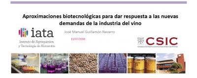Ponencia: Aproximaciones biotecnológicas para las nuevas demandas de la industria del vino