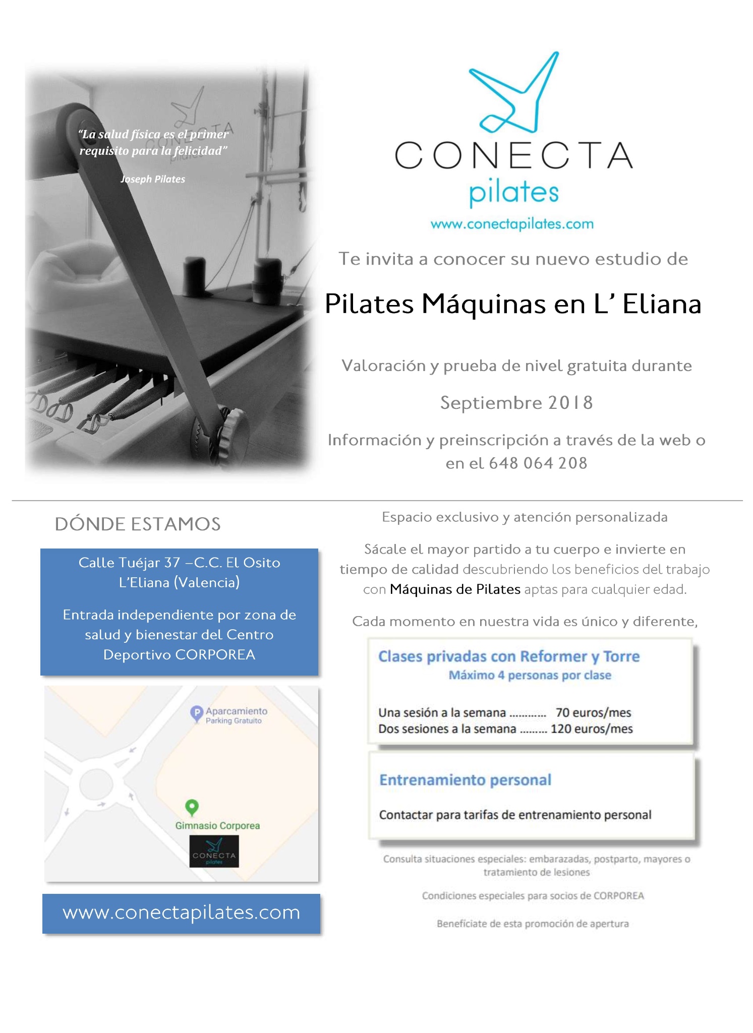 CONECTA PILATES abre su segundo Estudio de Pilates con Máquinas en L'Eliana