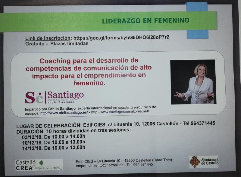 "Coaching para el desarrollo de competencias de Comunicación de Alto impacto en femenino