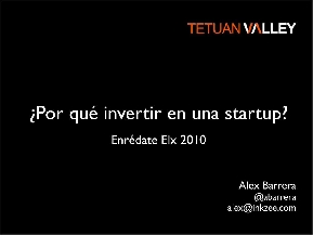 Cartula o portada ponencia "Por qu invertir en una Start up"