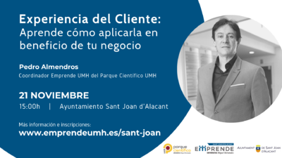 La jornada estar impartida por Pedro Almendros, coordinador del programa Emprende UMH del PCUMH