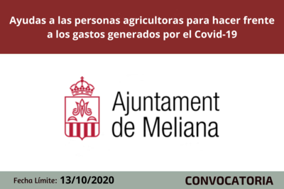 El Ayuntamiento de Meliana concede ayudas a las personas agricultoras para hacer frente a los gastos generados por el Covid-19
