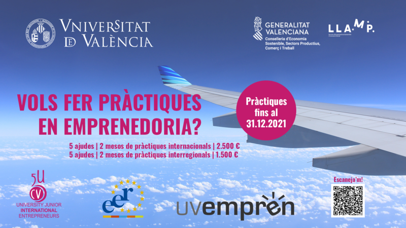 La UV i la Generalitat Valenciana destinen 20.000 � per a realitzar pr�ctiques internacionals i nacionals d'emprenedoria