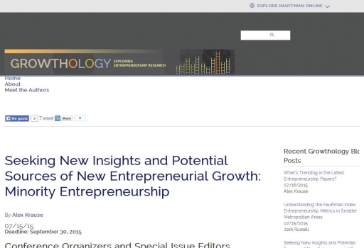 Seeking New Insights and Potential Sources of New Entrepreneurial Growth: Minority Entrepreneurship
