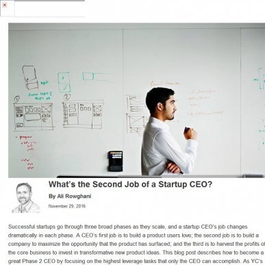 Cul es el segundo trabajo de un CEO de Startup?