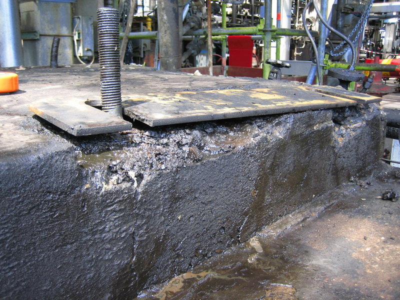 Recycle Gas Compressor foundation repair, anchor bolts replacement, and regrout
